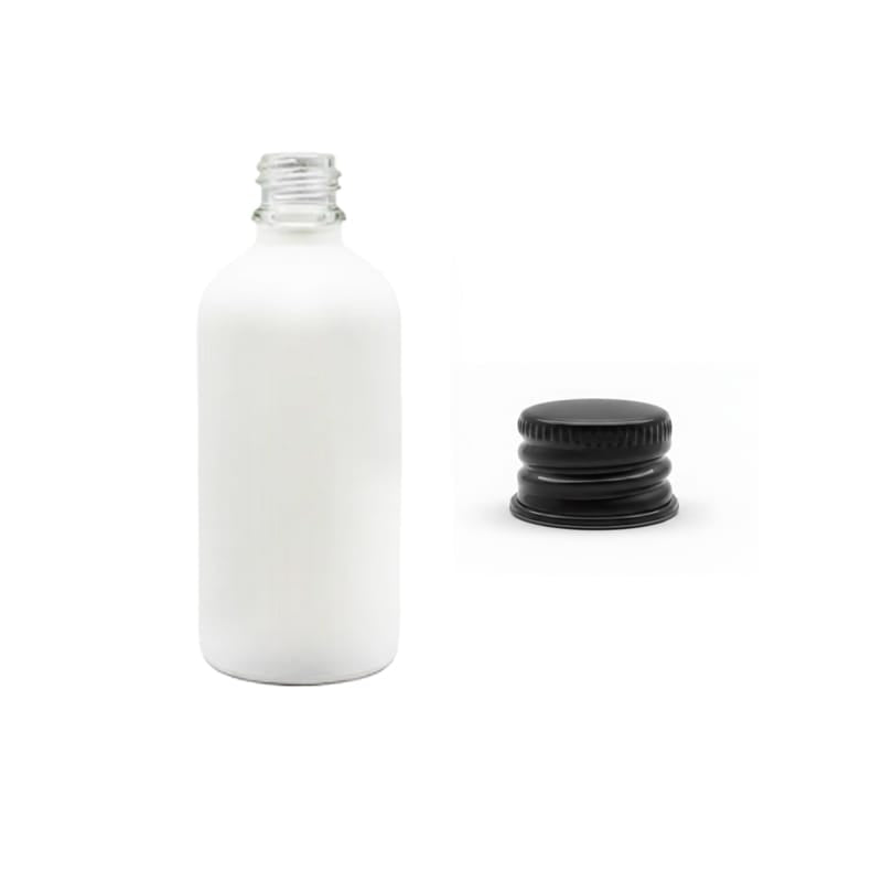 100ml Matte White Glass Dropper Bottle with Black Anodised Aluminium Cap