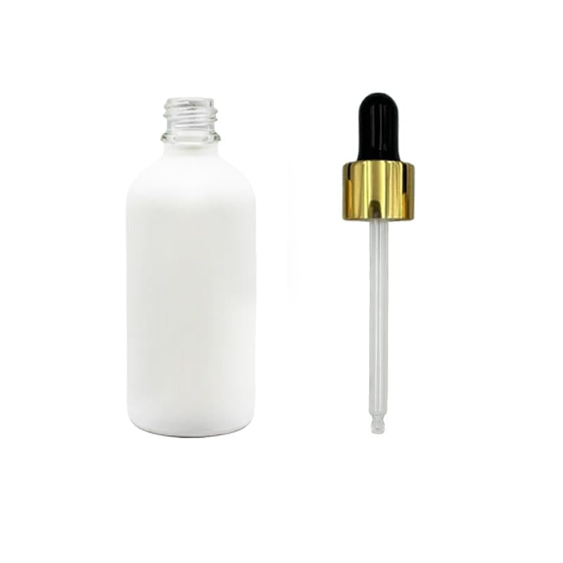 100ml Matte White Glass Dropper Bottle with Black & Gold Dropper