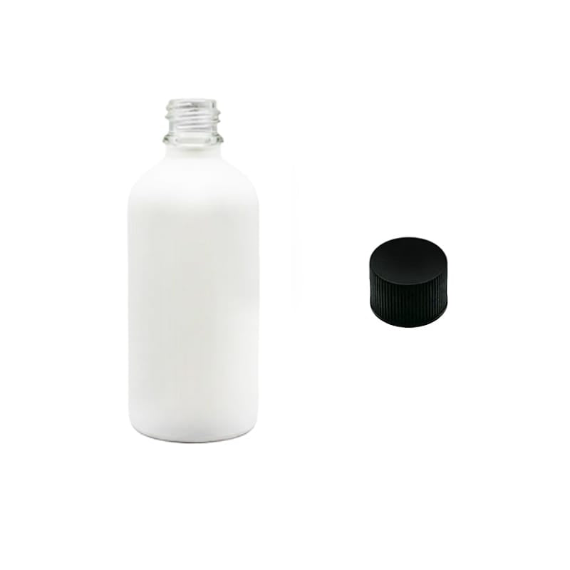 100ml Matte White Glass Dropper Bottle with Black PP Wadded Cap DIN 18mm