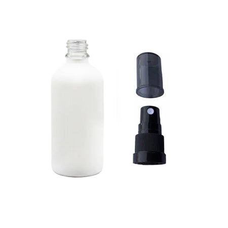 100ml Matte White Glass Dropper Bottle with Black Tamper Evident Atomiser and Smoke Tinted Over Cap (Type III)