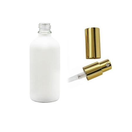 100ml Matte White Glass Dropper Bottle with Gold Lotion Pump with Gold Over Cap