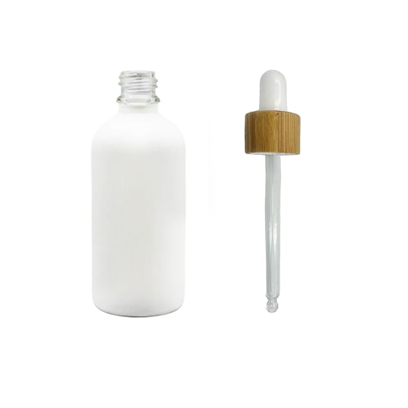 100ml Matte White Glass Dropper Bottle with White Bamboo Dropper