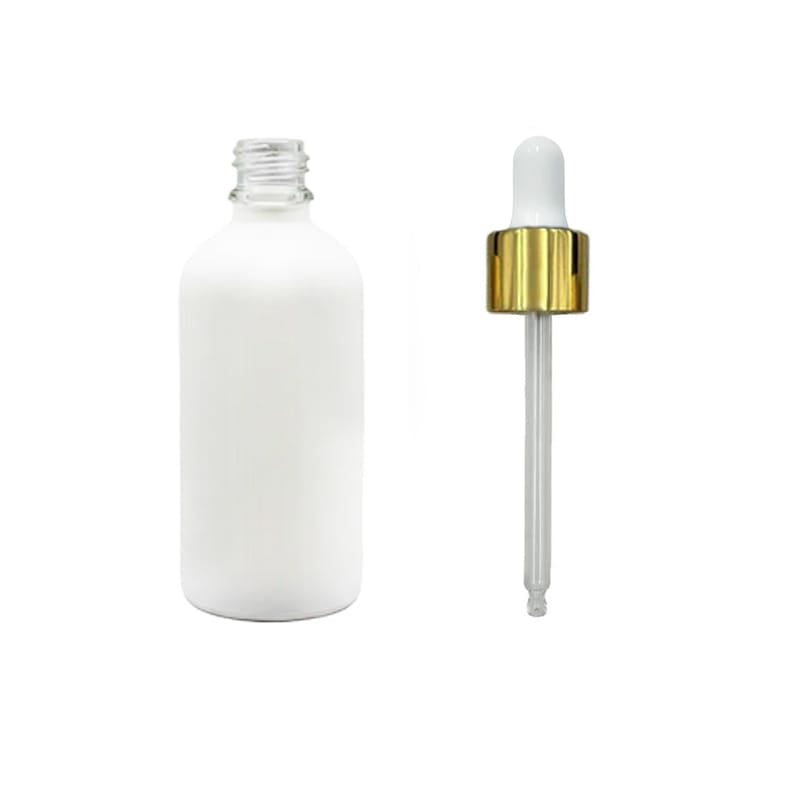100ml Matte White Glass Dropper Bottle with White & Gold Dropper