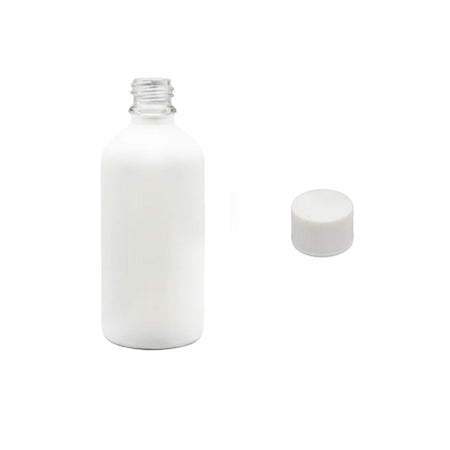 100ml Matte White Glass Dropper Bottle with White PP Wadded Cap DIN 18mm