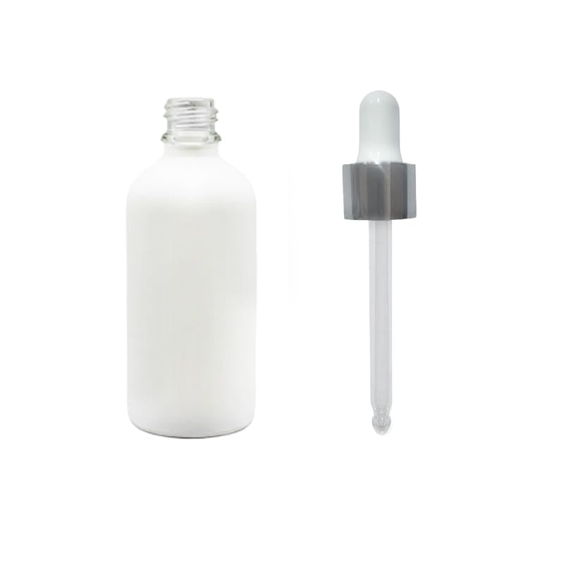 100ml Matte White Glass Dropper Bottle with White & Silver Dropper