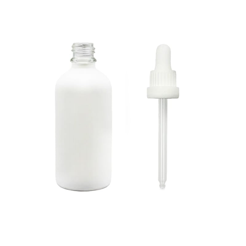 100ml Matte White Glass Dropper Bottle with White Tamper Evident Dropper (Type III)