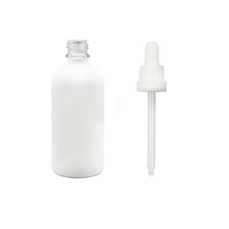 100ml Matte White Glass Dropper Bottle with White Tamper Evident Dropper (Type III)