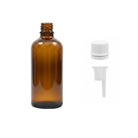100ml Premium Amber Glass Dropper Bottle with 0.6mm Dripper Insert and Tamper Evident White Cap (Type II)
