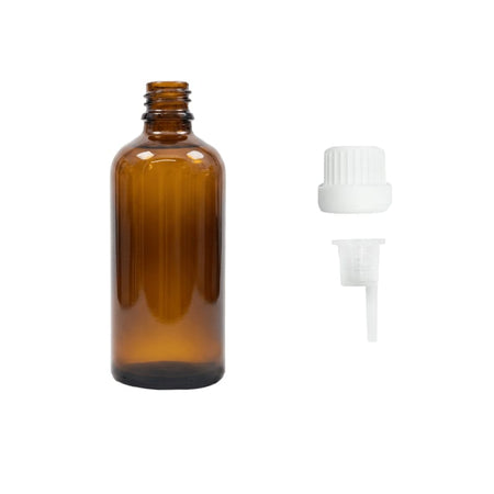 100ml Premium Amber Glass Dropper Bottle with 0.6mm Dripper Insert and Tamper Evident White Cap (Type III)