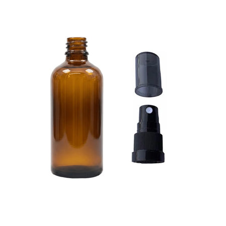 100ml Premium Amber Glass Dropper Bottle with Black Tamper Evident Atomiser and Smoke Tinted Over Cap (Type III)