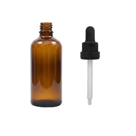 100ml Premium Amber Glass Dropper Bottle with Black Tamper Evident Dropper (Type III)