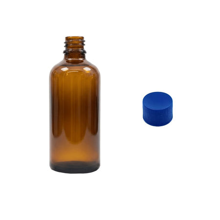 100ml Premium Amber Glass Dropper Bottle with Blue PP Wadded Cap DIN 18mm