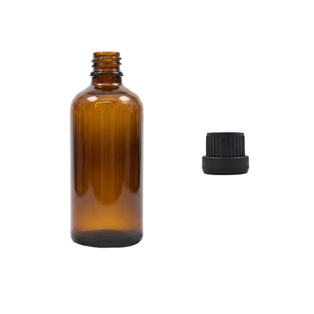 100ml Premium Amber Glass Dropper Bottle with Tamper Evident Ribbed Black Cap (Type III)