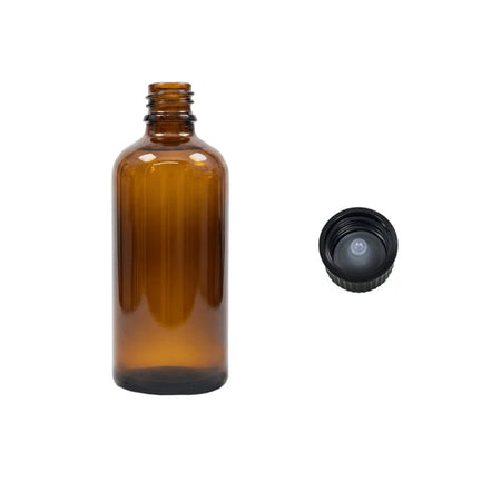 100ml Premium Amber Glass Dropper Bottle with Urea Black Cap with Polycone Insert DIN 18mm