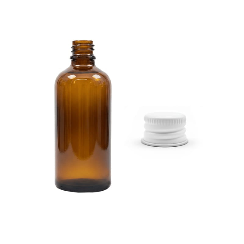 100ml Premium Amber Glass Dropper Bottle with White Aluminium Cap