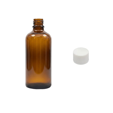 100ml Premium Amber Glass Dropper Bottle with White PP Wadded Cap DIN 18mm
