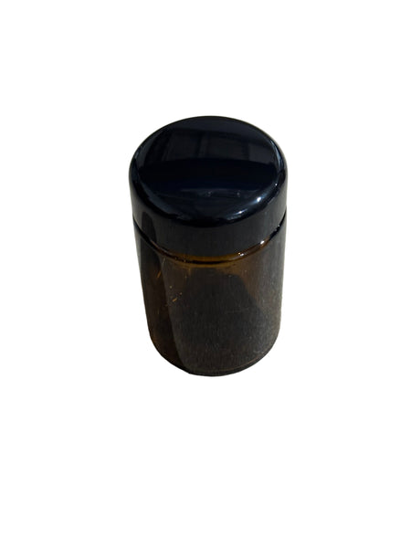 100ml Wide Neck Amber Tall Glass Jar With Gloss Black San Cap