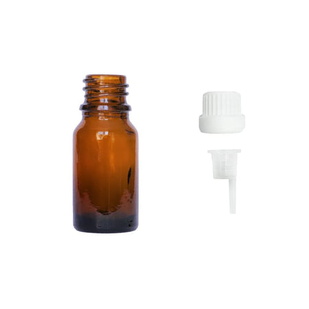 10ml Amber Glass Dropper Bottle with 0.6mm Dripper Insert and Tamper Evident White Cap (Type III)