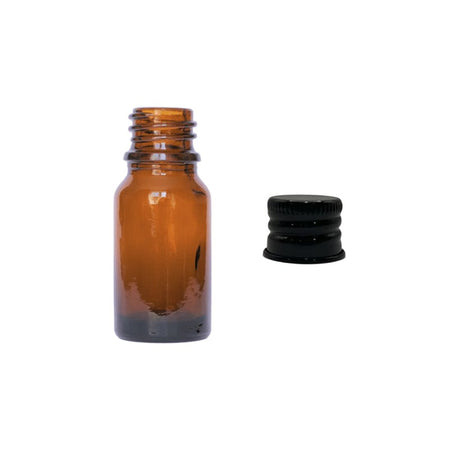 10ml Amber Glass Dropper Bottle with Anodised Black DIN18 Cap
