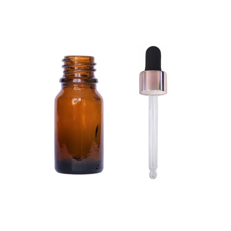 10ml Amber Glass Dropper Bottle with Black & Rose Gold Dropper