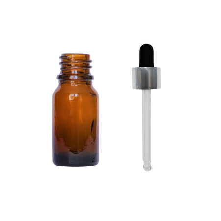 10ml Amber Glass Dropper Bottle with Black & Silver Dropper