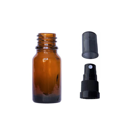 10ml Amber Glass Dropper Bottle with Black Tamper Evident Atomiser and Smoke Tinted Over Cap (Type III)