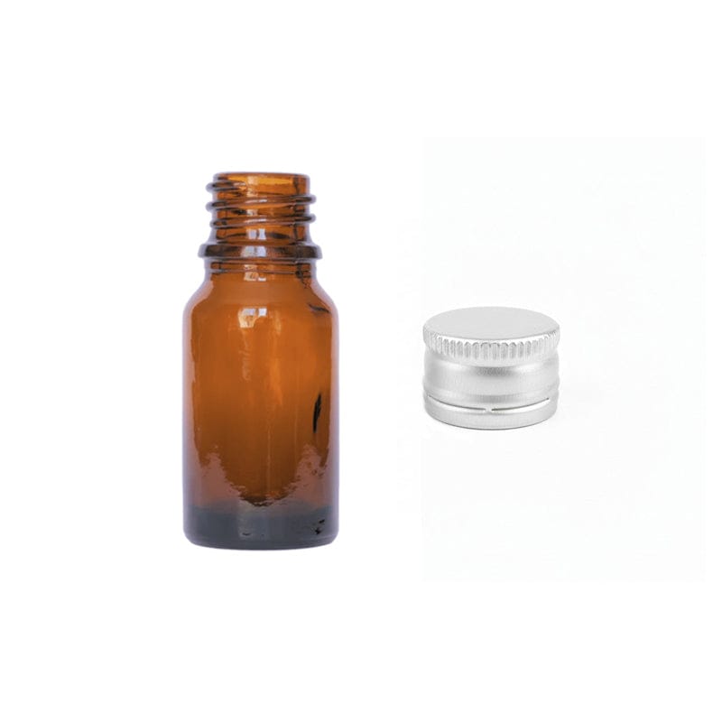 10ml Amber Glass Dropper Bottle with Silver Tamper Evident DIN18 Cap