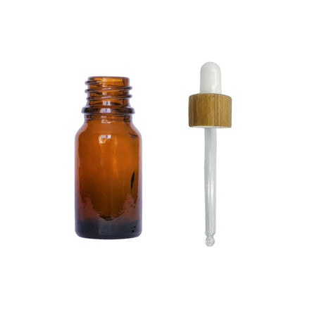 10ml Amber Glass Dropper Bottle with White Bamboo Dropper