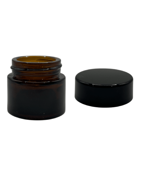 10ml Amber Glass Jar With Black ABS Lid - Pack of 15