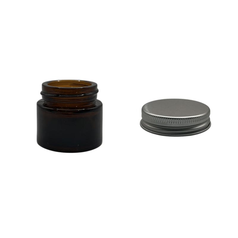 10ml Amber Glass Jar With Silver Aluminium Lid - Pack of 15