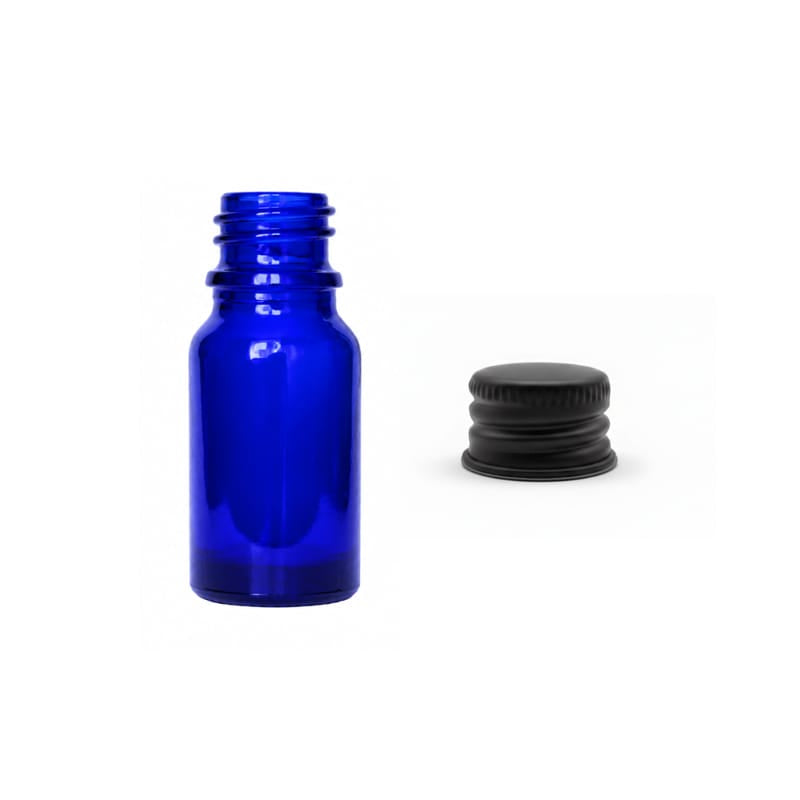 10ml Blue Glass Dropper Bottle with Black Aluminium Cap