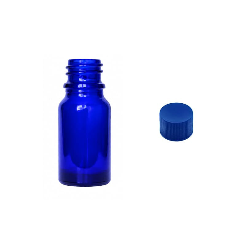 10ml Blue Glass Dropper Bottle with Blue PP Wadded Cap DIN 18mm