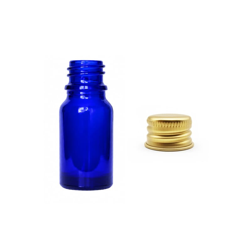 10ml Blue Glass Dropper Bottle with Gold Aluminium Cap