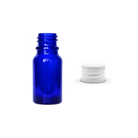 10ml Blue Glass Dropper Bottle with White Aluminium Cap