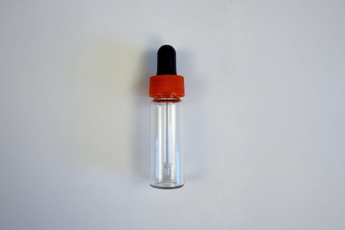 10ml Clear Glass Bijou Dropper Vial with Black Teat Red Shoulder Pipette