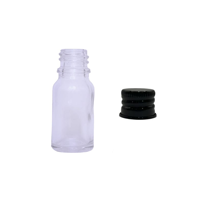 10ml Clear Glass Dropper Bottle with Anodised Black DIN18 Cap
