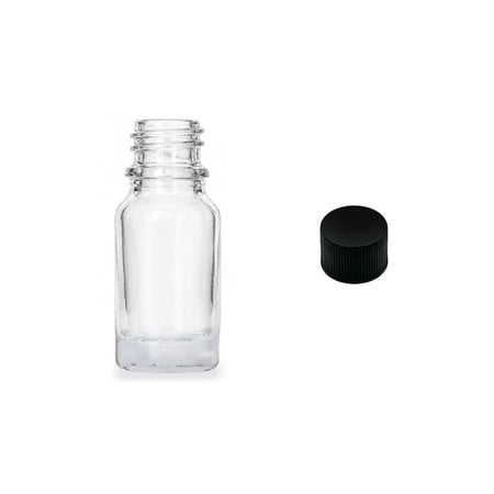 10ml Clear Glass Dropper Bottle with Black PP Wadded Cap DIN 18mm