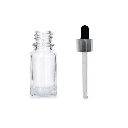 10ml Clear Glass Dropper Bottle with Black & Silver Dropper