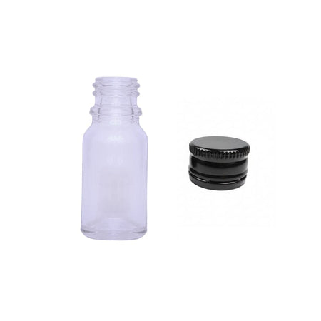 10ml Clear Glass Dropper Bottle with Black Tamper Evident DIN18 Cap