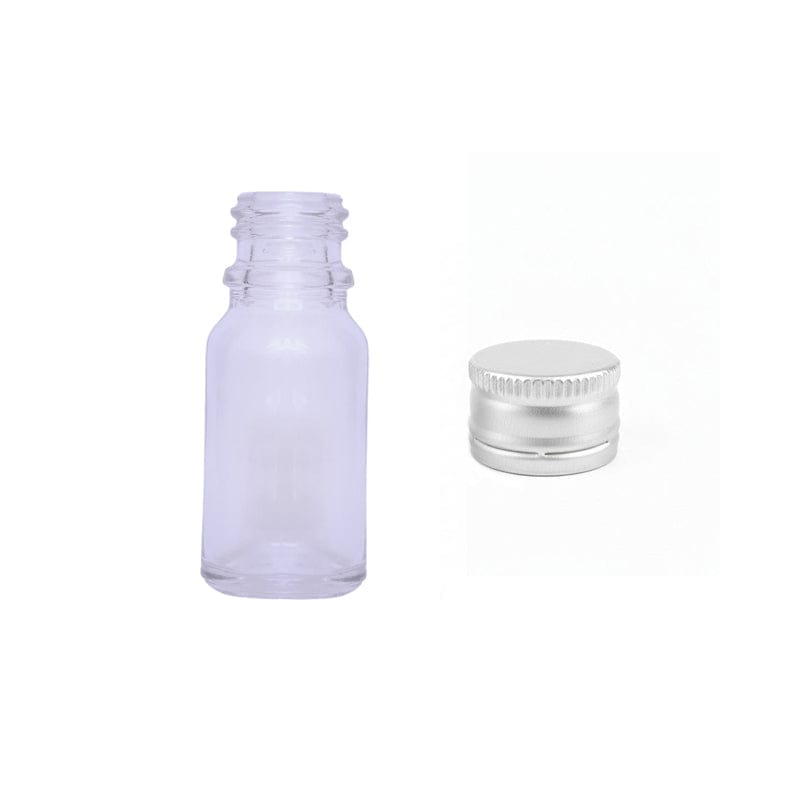 10ml Clear Glass Dropper Bottle with Silver Tamper Evident DIN18 Cap
