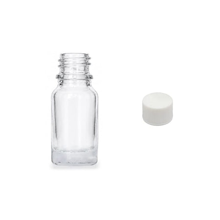 10ml Clear Glass Dropper Bottle with White PP Wadded Cap DIN 18mm