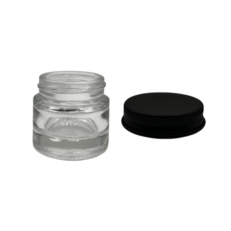 10ml Clear Glass Jar With Matte Black Aluminium Lid - Pack of 15