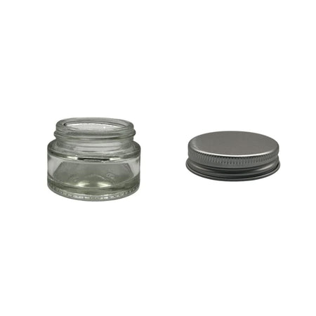 10ml Clear Glass Jar With Silver Aluminium Lid - Pack of 15