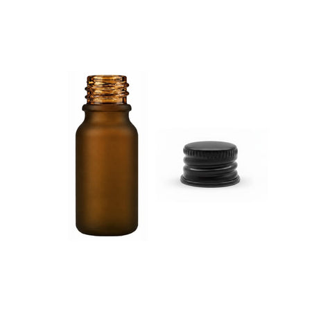 10ml Frosted Amber Glass Dropper Bottle with Black Anodised Aluminium Cap