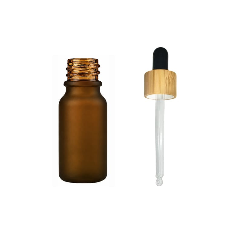 10ml Frosted Amber Glass Dropper Bottle with Black Bamboo Dropper