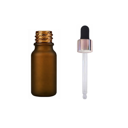 10ml Frosted Amber Glass Dropper Bottle with Black & Rose Gold Dropper