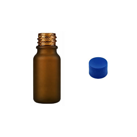 10ml Frosted Amber Glass Dropper Bottle with Blue PP Wadded Cap DIN 18mm