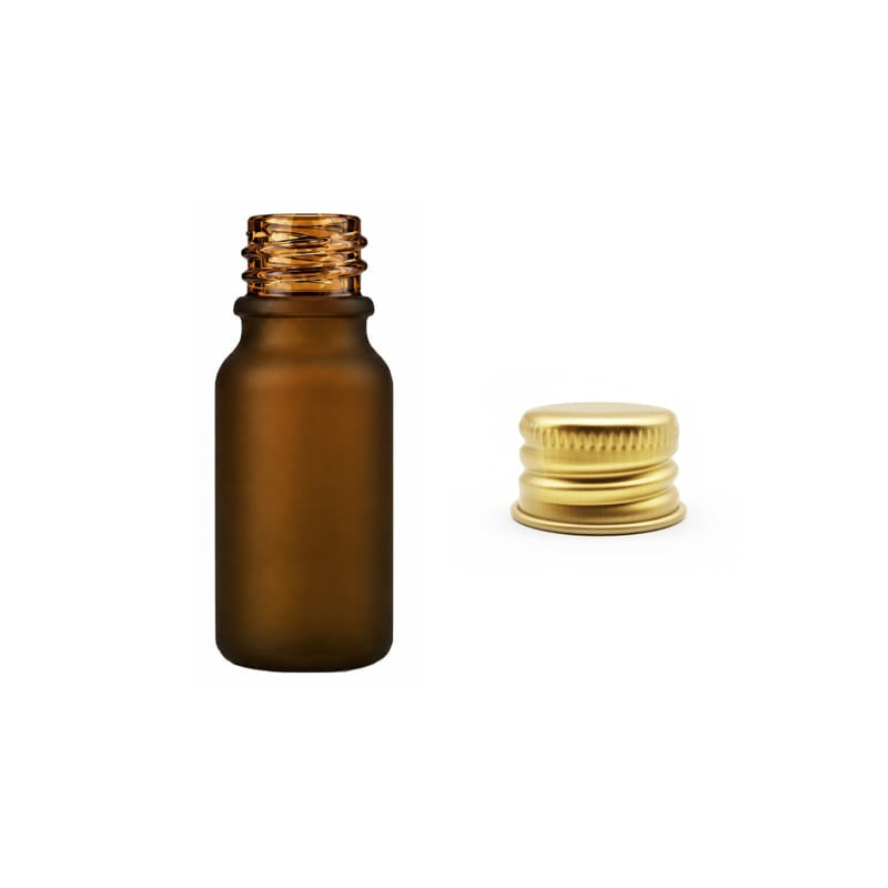 10ml Frosted Amber Glass Dropper Bottle with Gold Aluminium Cap