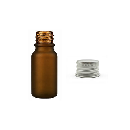 10ml Frosted Amber Glass Dropper Bottle with Silver Aluminium Cap