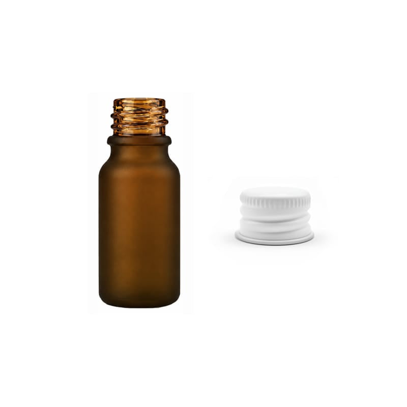 10ml Frosted Amber Glass Dropper Bottle with White Aluminium Cap